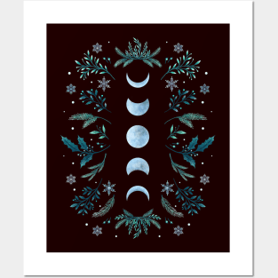 Moonlight Garden - Teal Snow Posters and Art